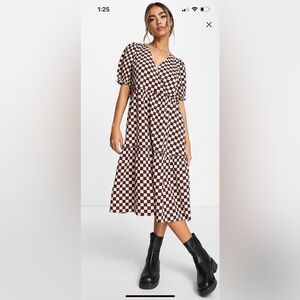 NWT Monki midi checkerboard dress